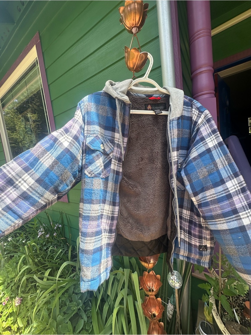 AW Outfitters Gray Sherpa-Lined Plaid Jacket